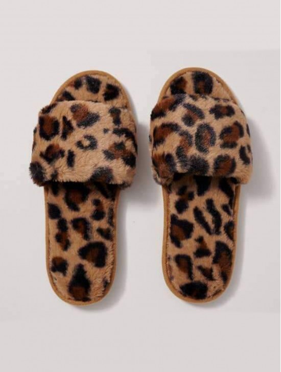 Leopard Soft Plush Fuzzy Non-Slip Slippers (4 Pairs)